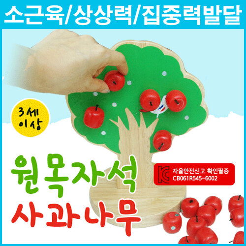창의적 사고력 원목 자석 사과나무 놀이 목각 교구 상상력 발달